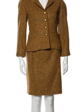 Balmain Brown Tweed Two-Piece Skirt Suit